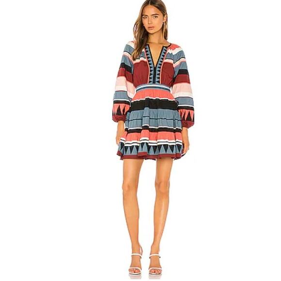 Ulla Johnson Dresses & Skirts - Ulla Johnson Size 4 Mika Rose Stripes Ballon Sleeves Boho Mini Fit & Flare Dress